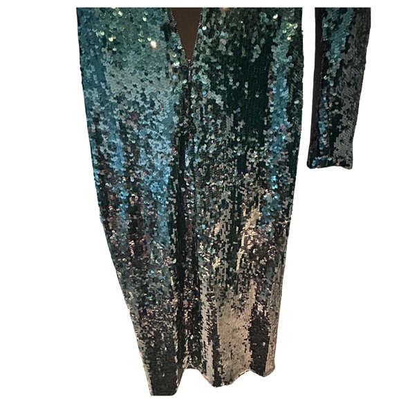 Dress the Population Sequin Natalie Emerald Green Long Sleeve Dress XS - Picture 9 of 14